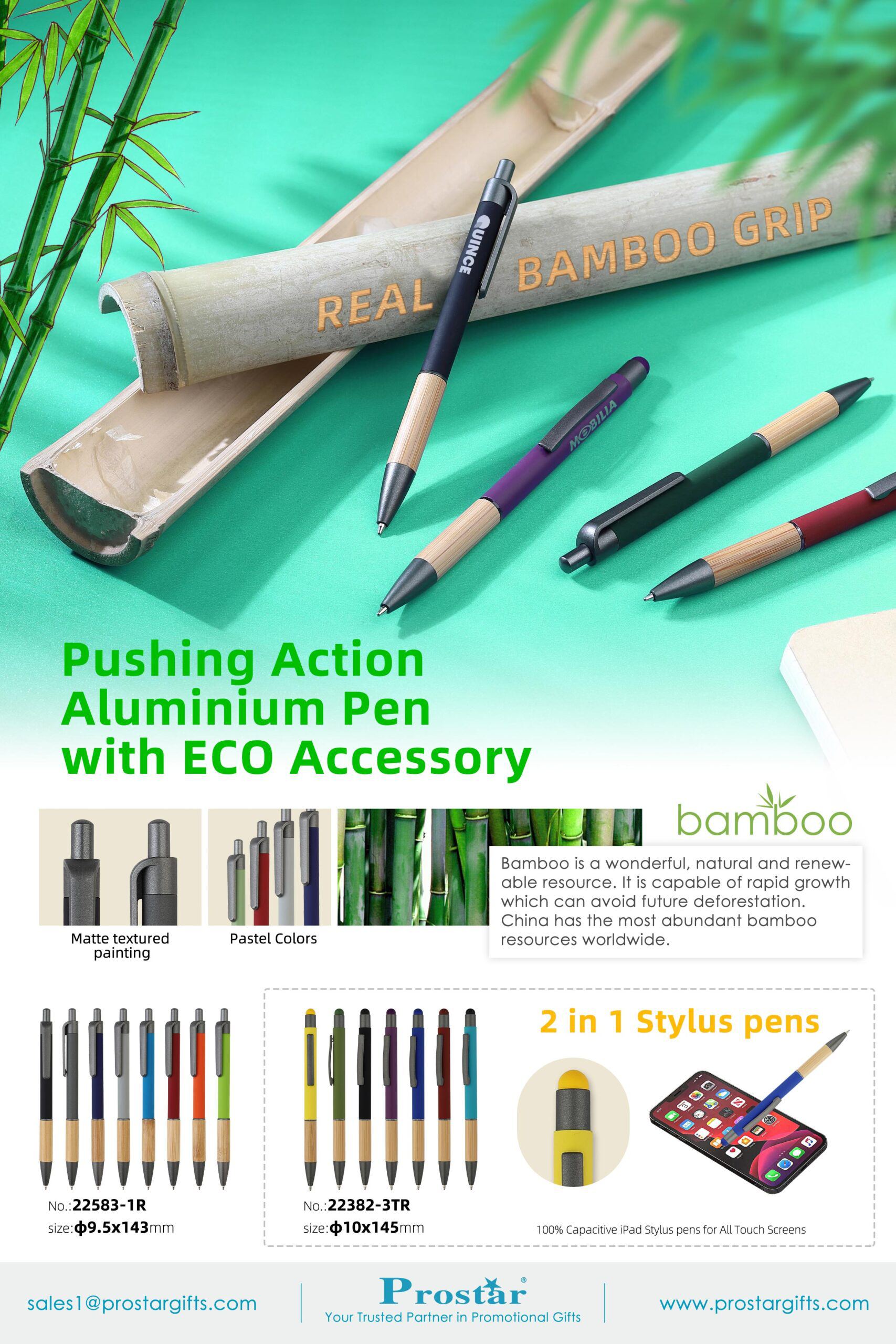 Pushing Action Aluminium Pen with ECO Accessory